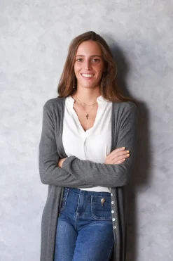 Chaqueta larga de canalé gris oscuro