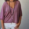 Chaqueta media manga lurex lila