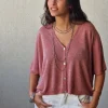 Chaqueta media manga lurex rosa