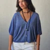 Chaqueta media manga lurex azul
