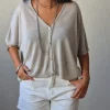 Chaqueta media manga lurex beige