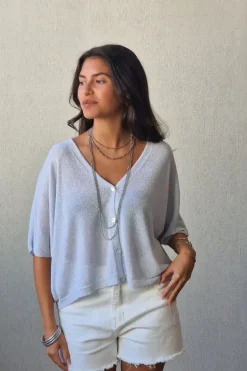 Chaqueta media manga lurex blanca