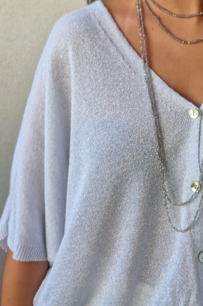 Chaqueta media manga lurex blanca