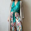 Chaqueta oversize larga de mujer con manga francesa topo