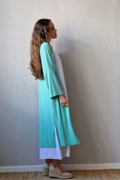 Chaqueta oversize larga de mujer con manga francesa verde mint