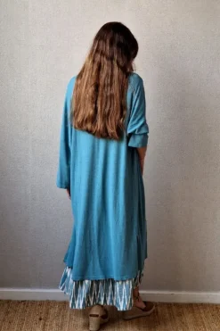 Chaqueta oversize larga de mujer con manga francesa verde