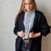 Chaqueta punto canalé botones negro