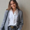 Chaqueta punto canalé botones gris