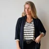 Chaqueta punto flecos negra