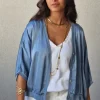 Chaqueta tipo bomber azul