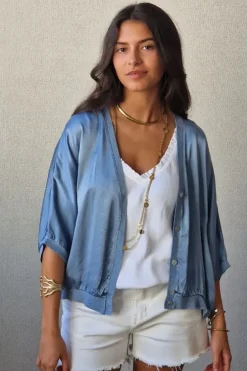 Chaqueta tipo bomber azul