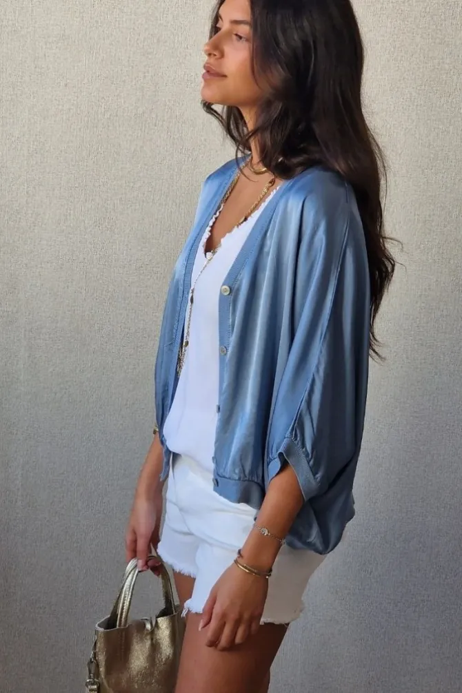 Chaqueta tipo bomber azul