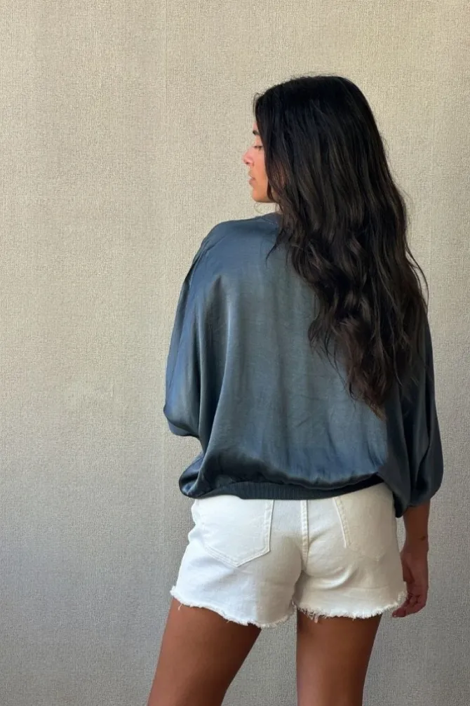 Chaqueta tipo bomber gris