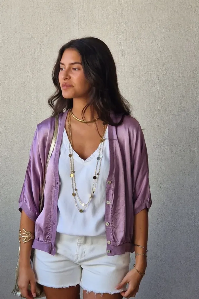 Chaqueta tipo bomber lila