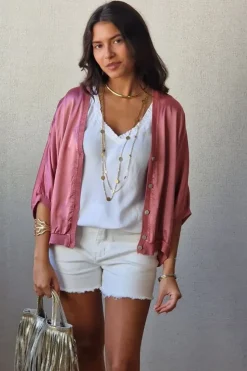Chaqueta tipo bomber rosa