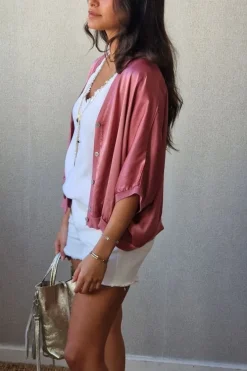 Chaqueta tipo bomber rosa
