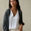 Chaqueta tipo bomber sin botones gris