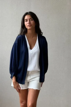 Chaqueta tipo bomber sin botones marino