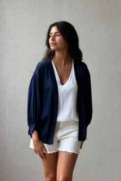 Chaqueta tipo bomber sin botones marino