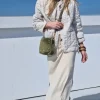 Chaqueta vichy con botones beige