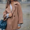 Chaquetón camel tipo paño