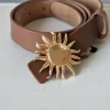 Cinturón de piel camel con hebilla Sol