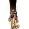 Cinturón de piel negro con hebilla salamandra