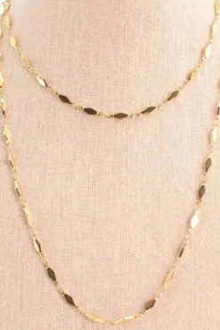 Collar acero largo rombos Dorado