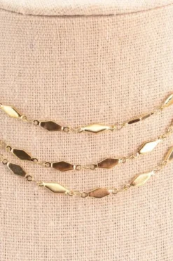 Collar acero largo rombos Dorado