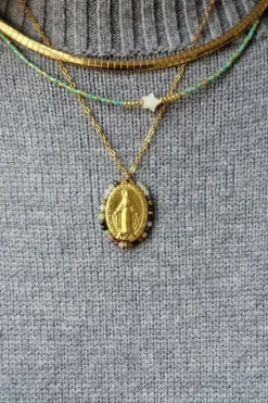 Collar chocker de acero dorado
