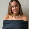 Collar choker de espejos dorado