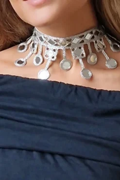 Collar choker de espejos plata