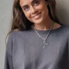Collar de acero cruz plata