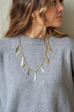 Collar de acero lagrimas doradas