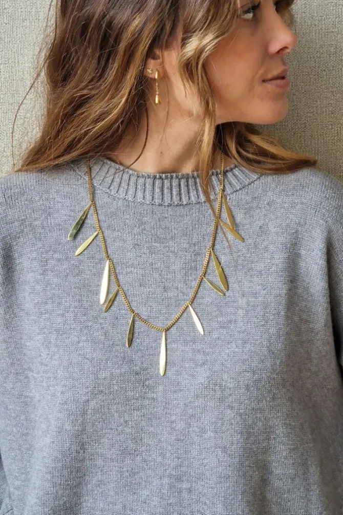 Collar de acero lagrimas doradas