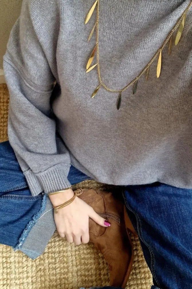 Collar de acero lagrimas doradas