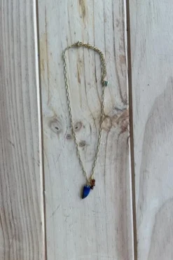 Collar dorado con cuerno pequeño marino