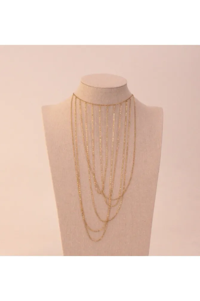 Collar largo redes irregulares Dorado