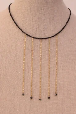 Collar lluvia cristal acero Negro