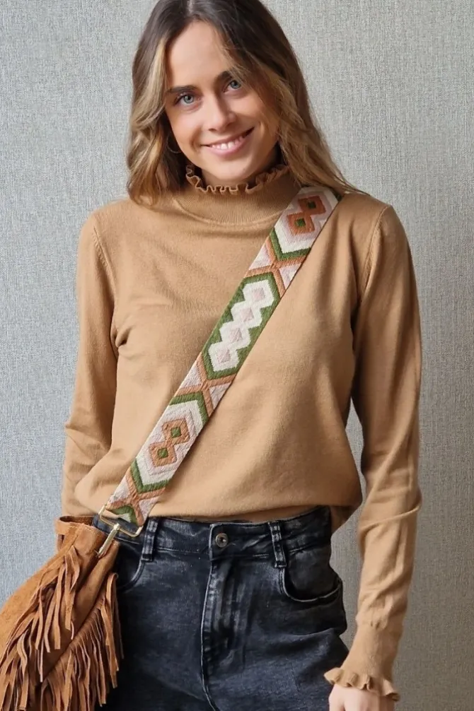 Correa para bolsos camel y verde