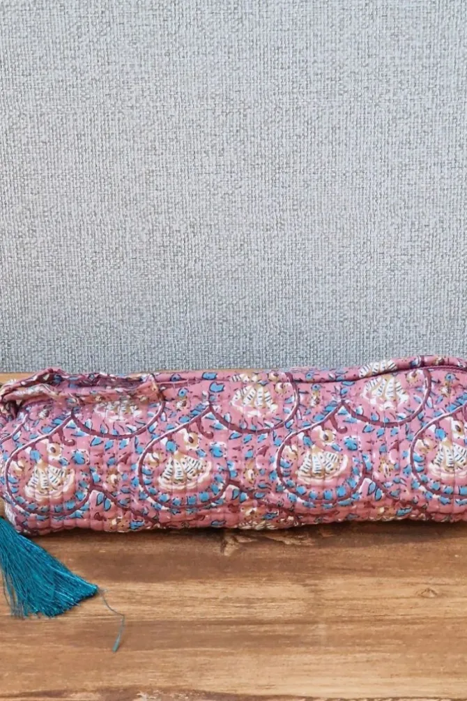 Estuche /neceser pequeño estampado telas Indias rosa