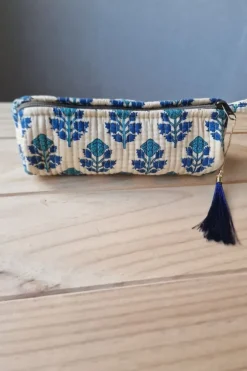 Estuche /neceser pequeño estampado telas Indias azul