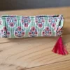 Estuche /neceser pequeño estampado telas Indias verde