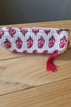 Estuche /neceser pequeño estampado telas Indias blanco