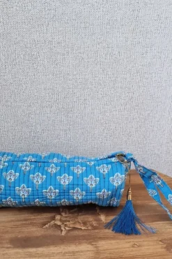 Estuche /neceser pequeño estampado telas Indias azul