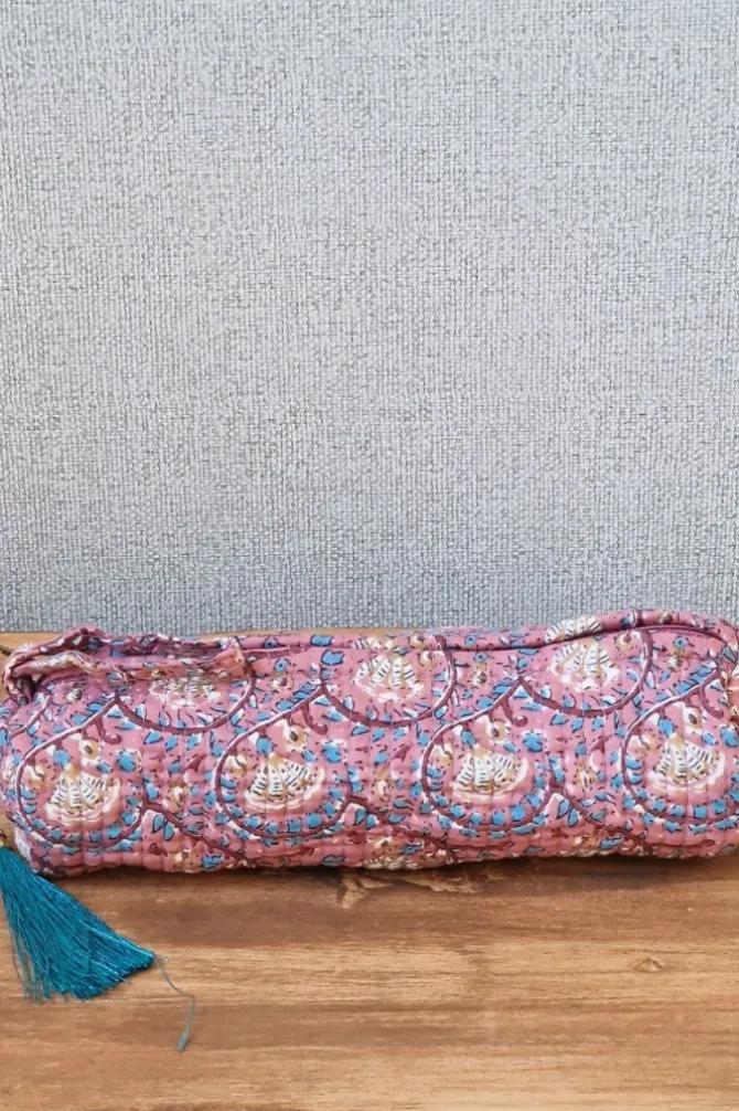 Estuche /neceser pequeño estampado telas Indias rosa