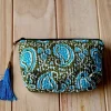 Estuche/neceser verde mediano estampado telas Indias