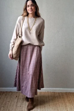 Falda de cuadros vichy rosa