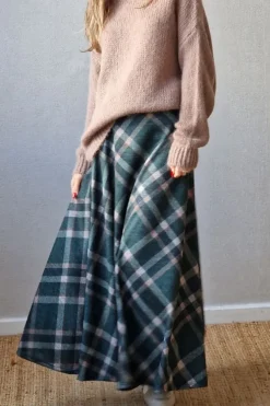 Falda evasé cuadros Gredos verde