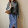 Falda larga con estrellas azul